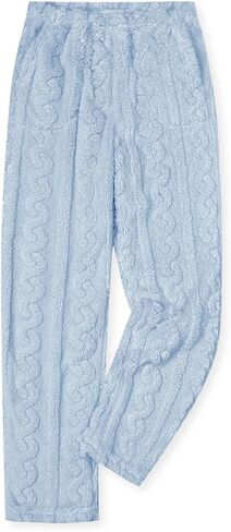 Umeyda Girl's Women's Fuzzy Pajama Pants Elastic Waist Fleece Plush Loungewear Pj Pants with Pockets, 6Years-XL in Saudi Arabia