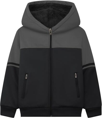 SECOOD Kids Hoodie Fleece Jacket Warm Sherpa Lined Zip Up Hooded Sweatshirt Soft Winter Coat Boys Girls School Outerwear in Saudi Arabia
