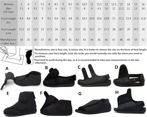 JIONS Women Men Adjustable Velcr Extra Wide Shoes Swollen Feet Diabetic | Edema Boots Slippers Indoor Outdoor Sandals Unisex Large Size 5-14 in Kuwait