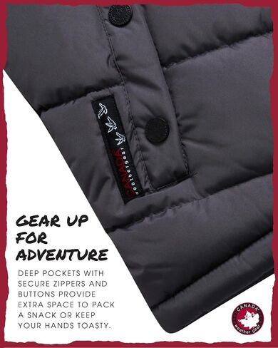 سترة منتفخة للأولاد من CANADA WEATHER GEAR - معطف شتوي فقاعي - سترات خارجية مقاومة للماء للأولاد (8-20) in Saudi Arabia