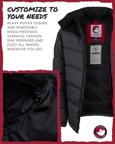 سترة منتفخة للأولاد من CANADA WEATHER GEAR - معطف شتوي فقاعي - سترات خارجية مقاومة للماء للأولاد (8-20) in Saudi Arabia