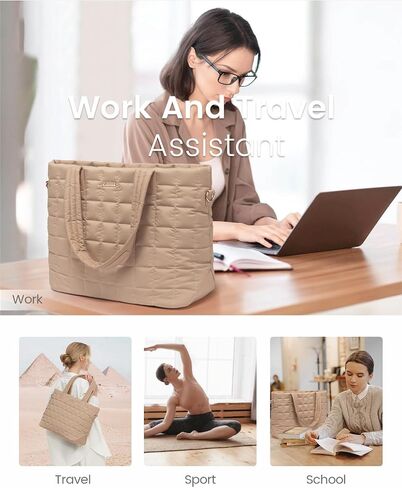 LOVEVOOK Tote Bag for Women, Large Puffer Tote Bag with Zipper Quilted Light Work Bag in Kuwait