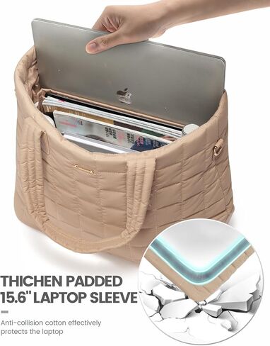 LOVEVOOK Tote Bag for Women, Large Puffer Tote Bag with Zipper Quilted Light Work Bag in Kuwait