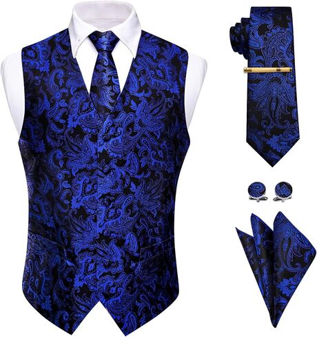 Mens Victorian Vest Tie Set Silk Paisley Suit Vests Formal Waistcoat Gothic Steampunk Vest with Notched Lapels in Saudi Arabia