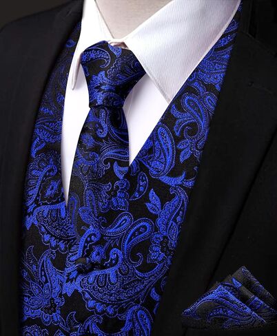 Mens Victorian Vest Tie Set Silk Paisley Suit Vests Formal Waistcoat Gothic Steampunk Vest with Notched Lapels in Saudi Arabia