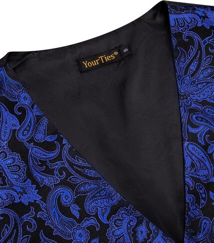 Mens Victorian Vest Tie Set Silk Paisley Suit Vests Formal Waistcoat Gothic Steampunk Vest with Notched Lapels in Saudi Arabia