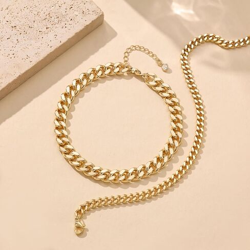 Foxgirl Gold Ankle Bracelets for Women 14K Gold Plated/Silver Anklets for Women Waterproof Minimalist Cuban Link Anklets Set Dainty Layered Ankle Bracelets Anklets for Women Gold Anklet Jewelry Gifts in Kuwait