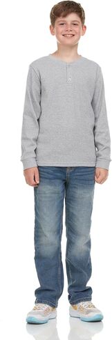 Boys' 2-Pack Thermal Henley Tops - Cozy, Breathable Long Sleeve Shirts for School and Play, Sizes 4-18 in Saudi Arabia