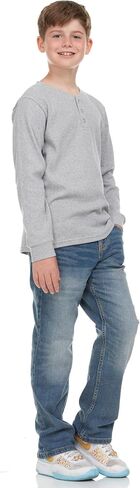 Boys' 2-Pack Thermal Henley Tops - Cozy, Breathable Long Sleeve Shirts for School and Play, Sizes 4-18 in Saudi Arabia