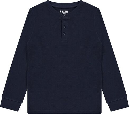 Boys' 2-Pack Thermal Henley Tops - Cozy, Breathable Long Sleeve Shirts for School and Play, Sizes 4-18 in Saudi Arabia