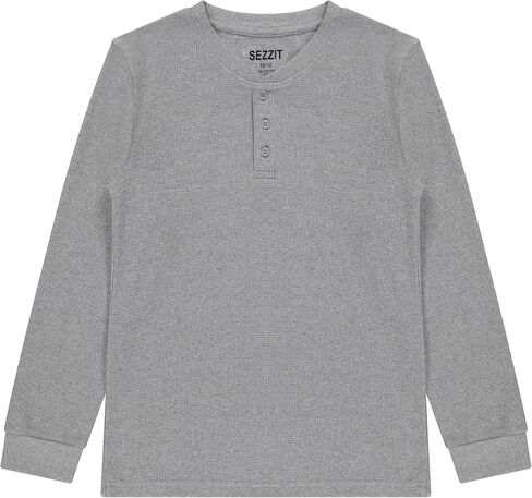 Boys' 2-Pack Thermal Henley Tops - Cozy, Breathable Long Sleeve Shirts for School and Play, Sizes 4-18 in Saudi Arabia