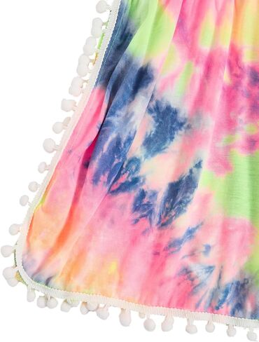 Milumia Girl's Cute Tie Dye Beach Coverups Pompom Trim Swimsuit Swimwear Cover Up in Saudi Arabia