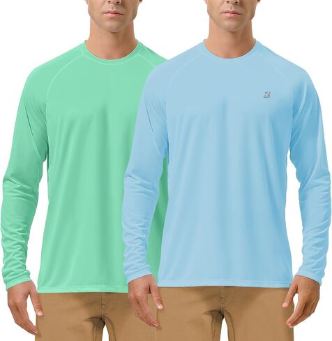 Roadbox Mens UPF 50+ UV Sun Protection Shirts Outdoor Long Sleeve SPF Rash Guard for Fishing Hiking Swimming Running in Kuwait