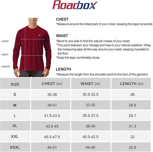 Roadbox Mens UPF 50+ UV Sun Protection Shirts Outdoor Long Sleeve SPF Rash Guard for Fishing Hiking Swimming Running in Kuwait