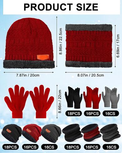 Suhine 150 PCS Bulk Winter Warm Knit Beanie Hat Scarf Gloves Set for Men Women Beanies Neck Warmer Gaiter Gloves for Homeless in Saudi Arabia