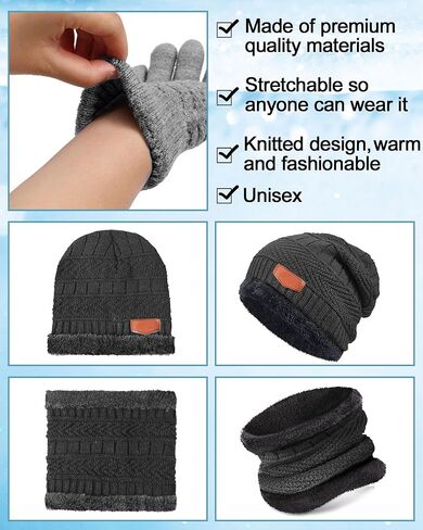 Suhine 150 PCS Bulk Winter Warm Knit Beanie Hat Scarf Gloves Set for Men Women Beanies Neck Warmer Gaiter Gloves for Homeless in Saudi Arabia