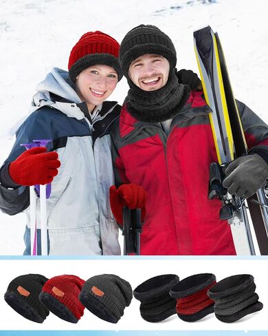 Suhine 150 PCS Bulk Winter Warm Knit Beanie Hat Scarf Gloves Set for Men Women Beanies Neck Warmer Gaiter Gloves for Homeless in Saudi Arabia