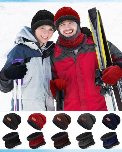 Suhine 150 PCS Bulk Winter Warm Knit Beanie Hat Scarf Gloves Set for Men Women Beanies Neck Warmer Gaiter Gloves for Homeless in Saudi Arabia