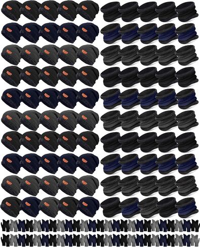 Suhine 150 PCS Bulk Winter Warm Knit Beanie Hat Scarf Gloves Set for Men Women Beanies Neck Warmer Gaiter Gloves for Homeless in Saudi Arabia
