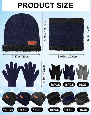 Suhine 150 PCS Bulk Winter Warm Knit Beanie Hat Scarf Gloves Set for Men Women Beanies Neck Warmer Gaiter Gloves for Homeless in Saudi Arabia