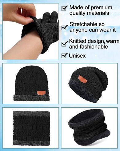 Suhine 150 PCS Bulk Winter Warm Knit Beanie Hat Scarf Gloves Set for Men Women Beanies Neck Warmer Gaiter Gloves for Homeless in Saudi Arabia