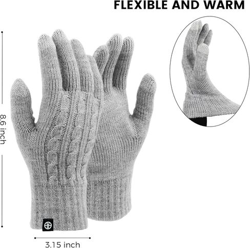 Winter Gloves for Women Men Thermal Knit Elastic Soft Warm Touch Screen Comfortable for Outdoor Cold Weather in Saudi Arabia