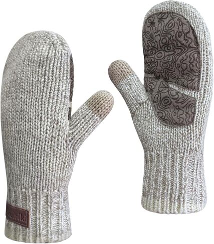 Men’s Ragg Wool Mittens Sherpa Lined Cold Weather Touchscreen Knit Mitt Warm for Winter in Saudi Arabia