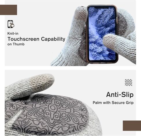 Men’s Ragg Wool Mittens Sherpa Lined Cold Weather Touchscreen Knit Mitt Warm for Winter in Saudi Arabia