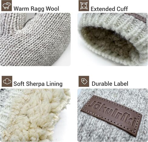 Men’s Ragg Wool Mittens Sherpa Lined Cold Weather Touchscreen Knit Mitt Warm for Winter in Saudi Arabia