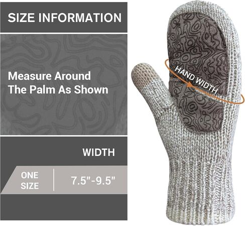 Men’s Ragg Wool Mittens Sherpa Lined Cold Weather Touchscreen Knit Mitt Warm for Winter in Saudi Arabia