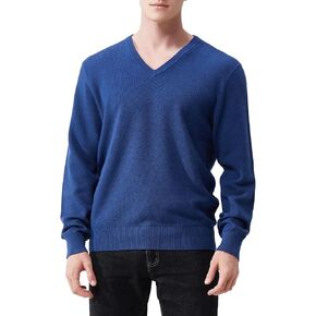 Men's V-Neck Long Sleeve Sweater Slim Fit Casual Pullover Sweater