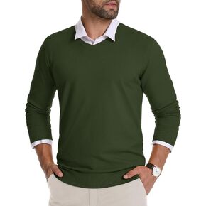 CRYSULLY Men's V-Neck Sweater Long Sleeve Regular Fit Knit Pullover Sweaters Soft Lightweight Casual Tops