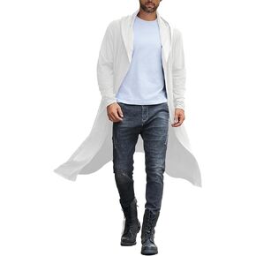 COOFANDY Long Hooded Cardigan Men Lightweight Cloak Costume Open Front Drape Cape Overcoat with Pockets
