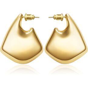 Kenivira Gold Heart Drop Earrings, Double Heart Statement Dangle Earrings for Women Girls