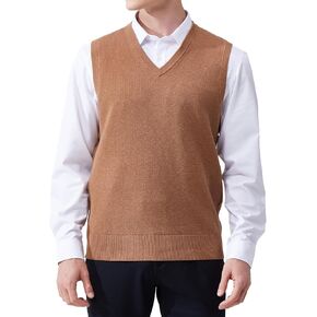 Men's V-Neck Sleeveless Pullover Sweater Slim Fit Casual Sweater Vest