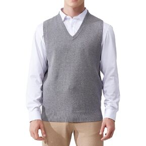 Men's V-Neck Sleeveless Pullover Sweater Slim Fit Casual Sweater Vest