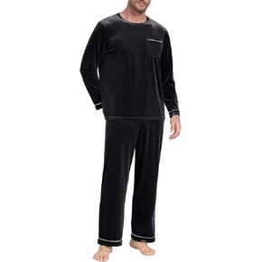 PrinStory Men's Pajama Set Sleepwear Pjs Long Sleeve Crewneck Shirts and Bottoms Soft Comfy Sleep Sets