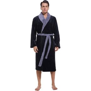Mens Robe,Plush Fleece Soft Robe for Men,Cozy Warm Bathrobe,Shower Spa Robe With Pockets