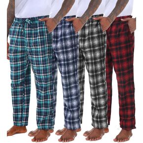 1/4 Pack Men' s Flannel Pajama Pants Plaid PJ Bottoms Soft Warm Cotton Microfleece Lounge Sleepwear with Pockets