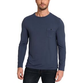 GYS Bamboo Viscose Men's Long Sleeve Shirts Casual Crew Neck Pajama Tops