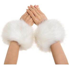 F Flammi Arm Warmers for Women, Wrist Cuffs Faux Fur Winter Wrist Warmer, Furry Bands for Cosplay & Party Outfit