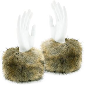 Women Faux Fur Wrist Cuffs Winter Short Fuzzy Arm Warmers Plush Fluffy Wrist Warmer and Ankle Warmer
