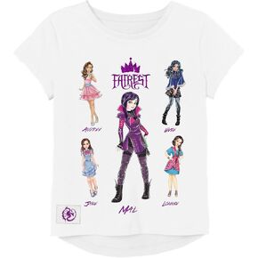 تي شيرت بأكمام قصيرة من فيلم Disney Girls Descendants - مال، إيفي، أودري، جين