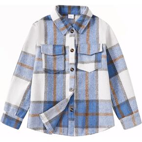 Girls' Blouses Button-Down Flannel Plaid Shirts Long Sleeved Shirts Kids Top Tween Girls Fall Winter Clothes 7-14