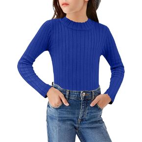 Arshiner Girls Shirts Half Turtleneck Long Sleeve Tops Casual Knitted Slim Fit Pullover Blouse Tee