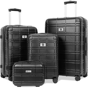 Luggage 4 Piece Sets, ABS PC Suitcases with Spinner Wheels, Hard Shell Luggage Carry on Luggage Set with TSA Lock RoseGold (12in 20in 24in 28in)