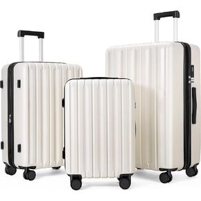 SHOWKOO Luggage Sets 3 Piece 100% PC Ultra Tough Hardside Expandable Suitcases Sets with TSA Lock Double Spinner Wheels (20in/24in/28in, Blue