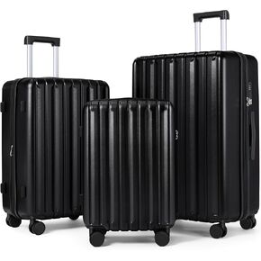 مجموعات حقائب الأمتعة من SHOWKOO مكونة من 3 قطع 100% من أجهزة الكمبيوتر الشخصية شديدة القوة وقابلة للتوسيع مع عجلات دوارة مزدوجة بقفل TSA (20 بوصة/24 بوصة/28 بوصة، أزرق) in Kuwait