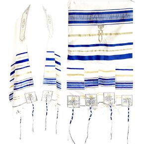 Holy Land Market New Covenant Prayer Shawl with Bag, Card & Tallit Brochure, Soft Fabric, 72x22 Inches for Women and Men