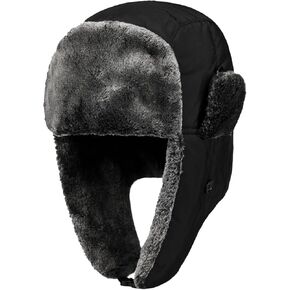 Winter Trapper Hat for Men and Women - Windproof Aviator Hat with Faux Fur Lining, Cold Weather Snow Hat